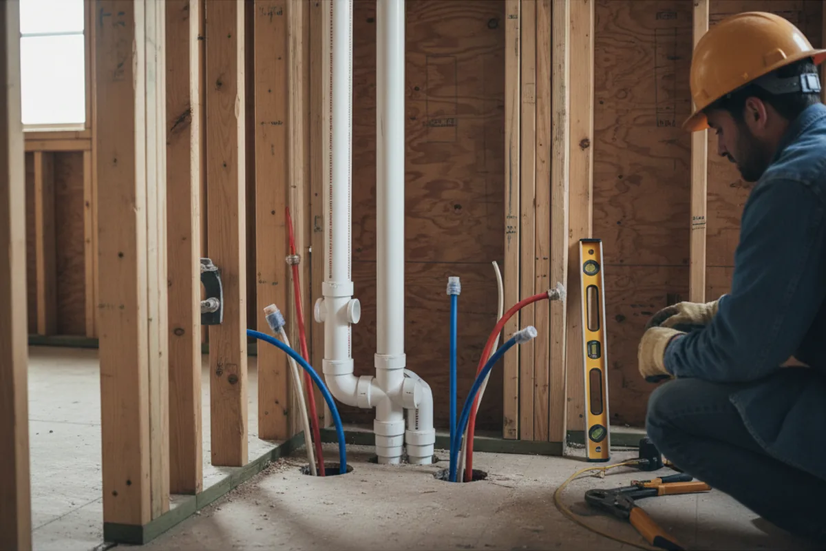 Drain and supply rough-in during Leak Detection in San Ramon