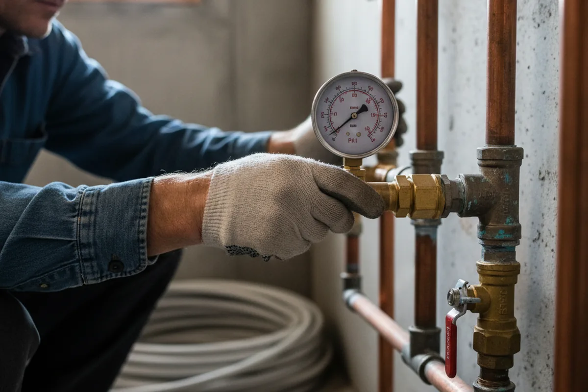 Pressure testing a repaired line during Water Line Repair in San Ramon